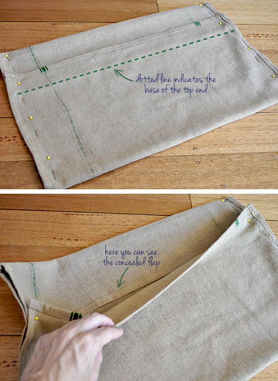 Envelope Lumbar Cushion from a Tea Towel