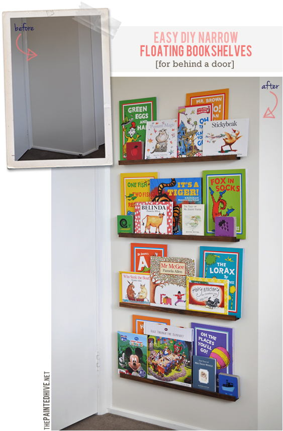 Easy Diy Narrow Floating Bookshelves For Behind A Door The