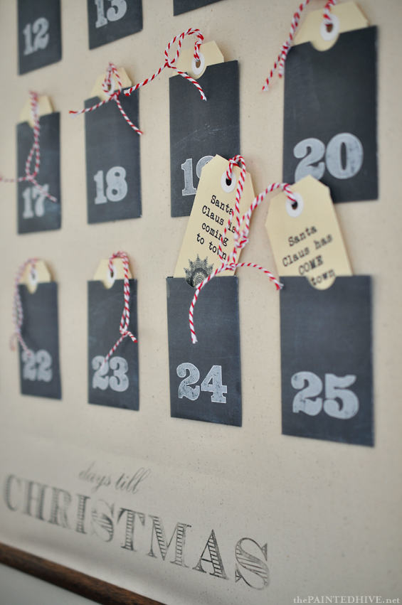 Christmas Advent Calendar Wall Chart (with free printable pockets & tags!) | The Painted Hive