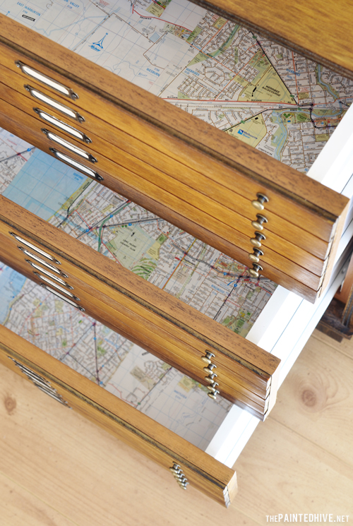 Map Lined Drawers | The Painted Hive