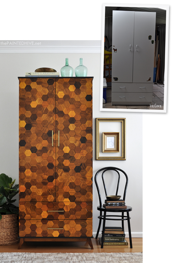 DIY Parquetry Laminate Armoire | The Painted Hive
