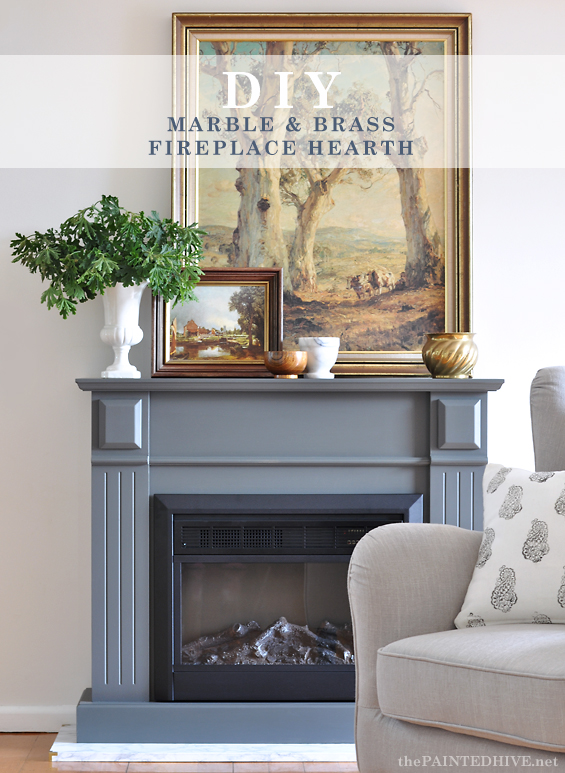 Easy Diy Marble Hearth And A Fireplace Makeover The Painted Hive