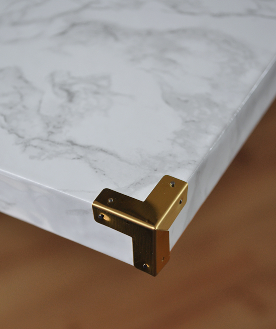 Faux Marble Slab with Brass Corners