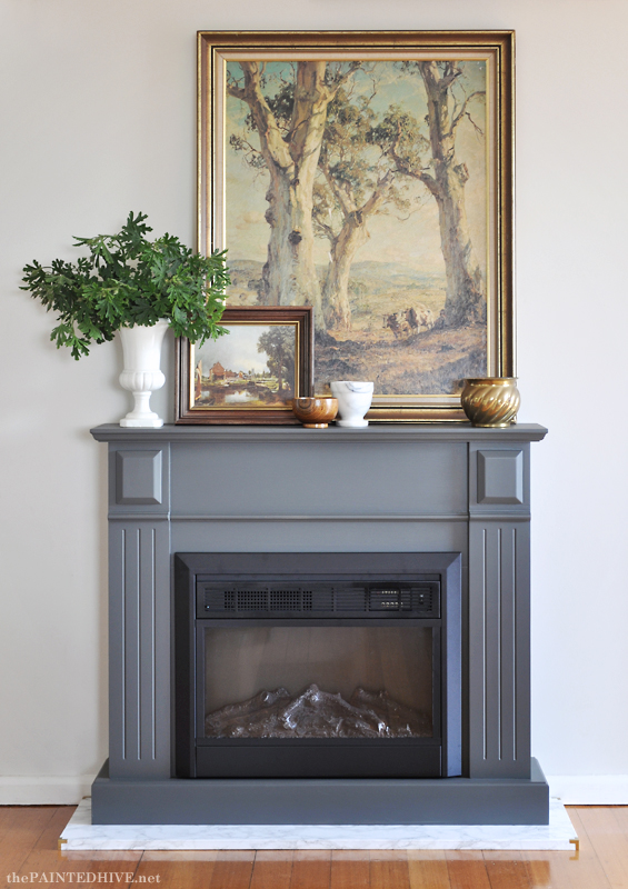 Easy DIY “Marble” Hearth…and a fireplace makeover The Painted Hive