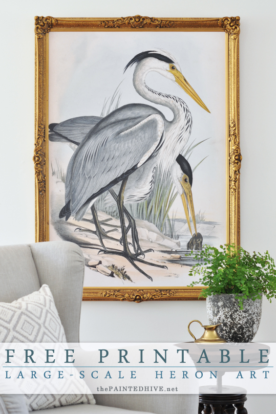 Heron Poster Watercolor Heron Printable Bird Printable Instant Download A4 Size Heron Digital Download Nature Art Bird Wall Art