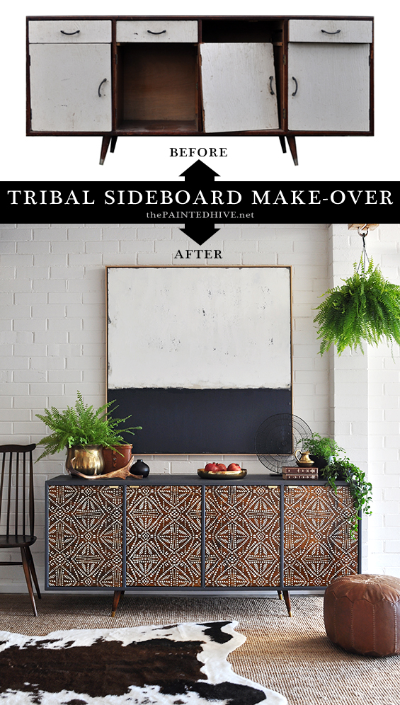 Mid Century Modern Tribal Buffet Before & After