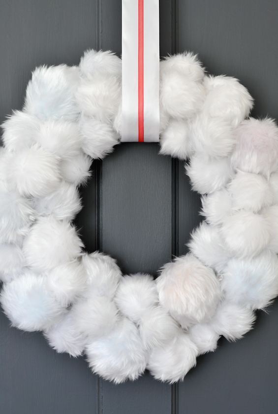 DIY Faux Fur Bauble Wreath