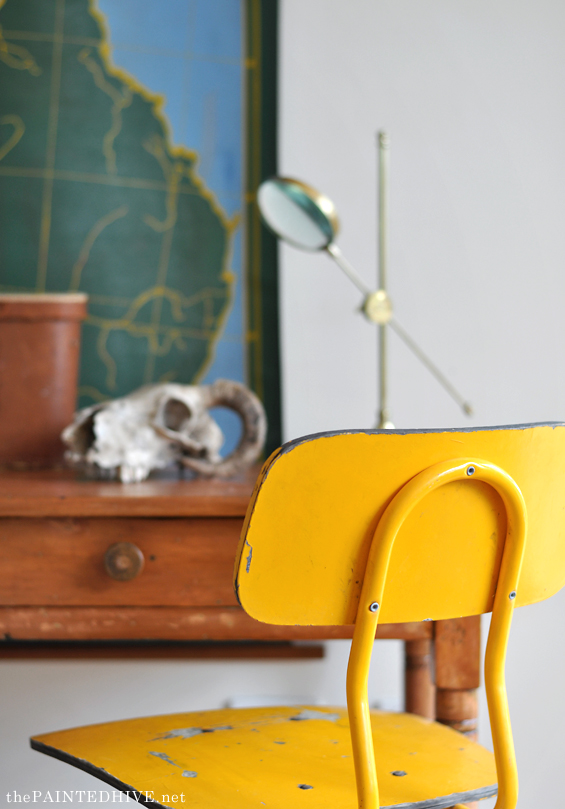 Vintage Yellow Child's Desk Chair