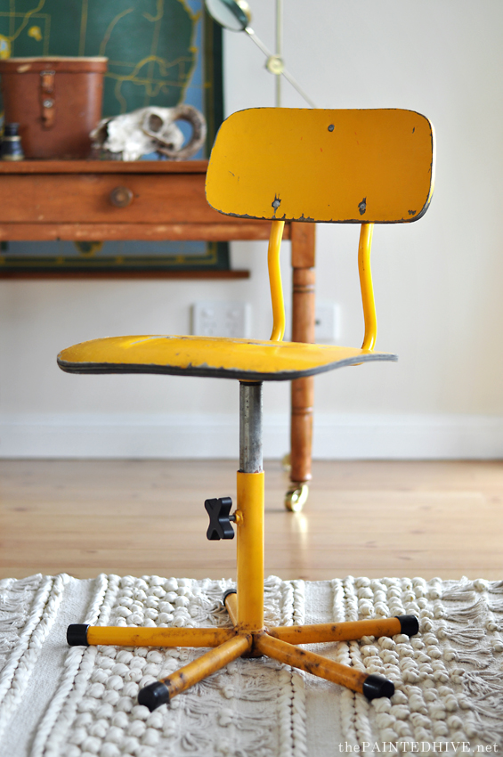 Yellow Vintage Child's Desk Chair