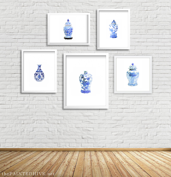 Free Printable Blue and White Painting Art