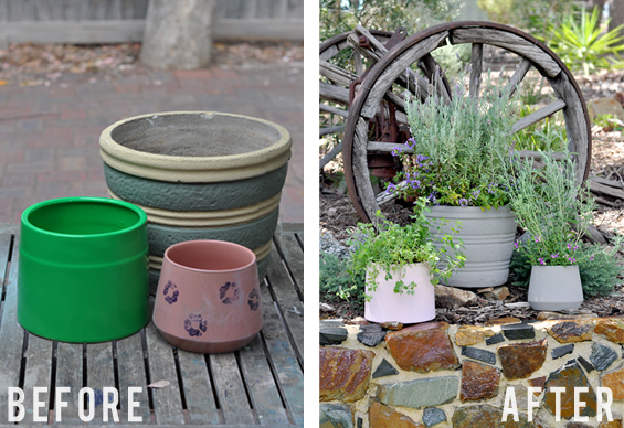 Painted Pots Before and After