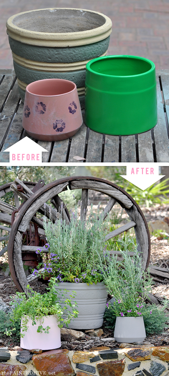 Upcycled Plant Pots with Dulux Chalk Spray Paint