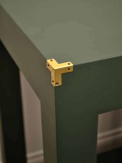 Green Table with Brass Corners