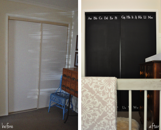 Chalkboard Alphabet Wardrobe Door Makeover