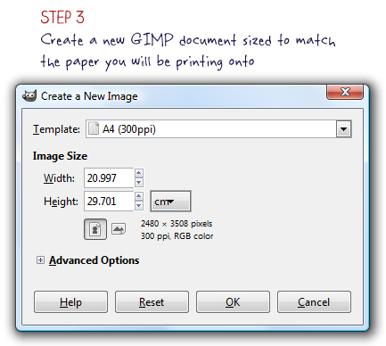 Step 3: Create a New GIMP Document