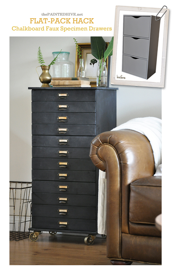 DIY Faux Multi-Drawer Chalkbaord Cabinet Redo | The Painted Hive