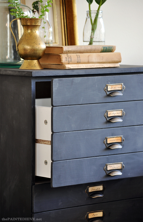 DIY Faux Multi-Drawer Cladding (a cheap flat-pack/knock-down is transformed into a library catalogue) | The Painted Hive