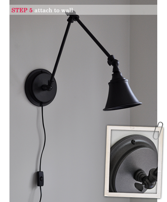 A Desk Lamp Becomes Wall Light The Painted Hive - Wall Lamp Cord Cover Ikea