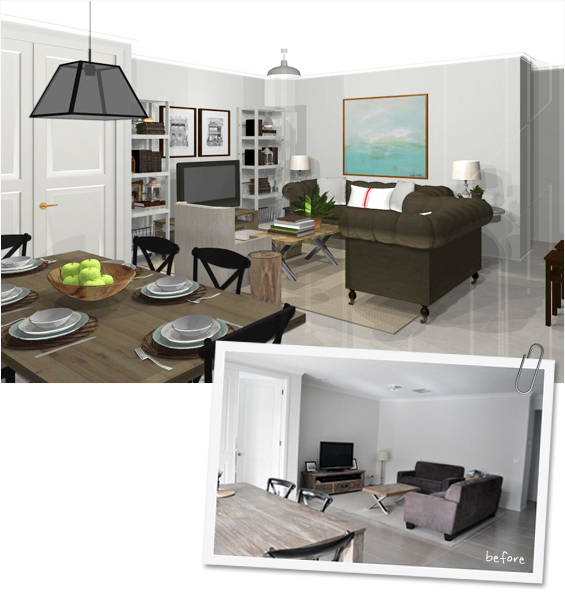 Before and After Virtual Room Makeover