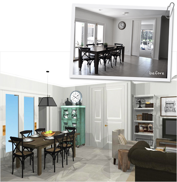 Room Makeover Before and After Virtual Rendering