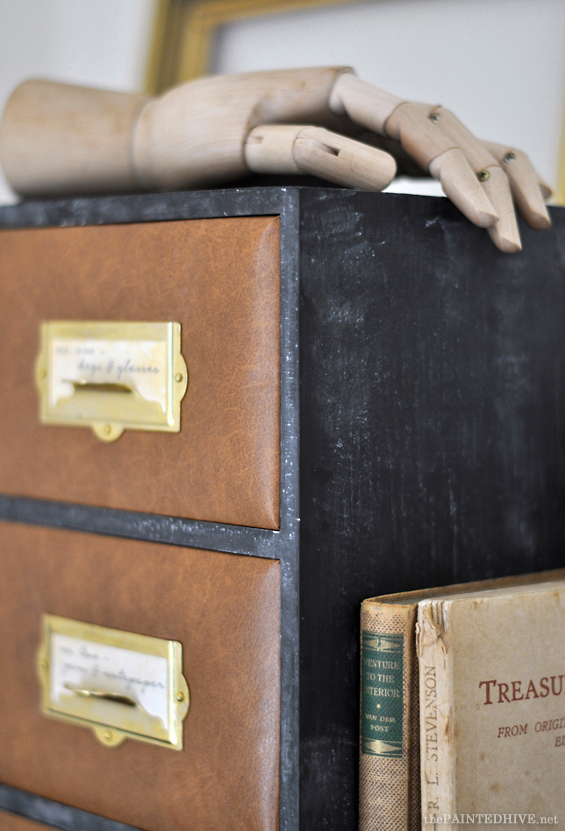 DIY &quotLeather&quot Chalkboard Drawers | The Painted Hive