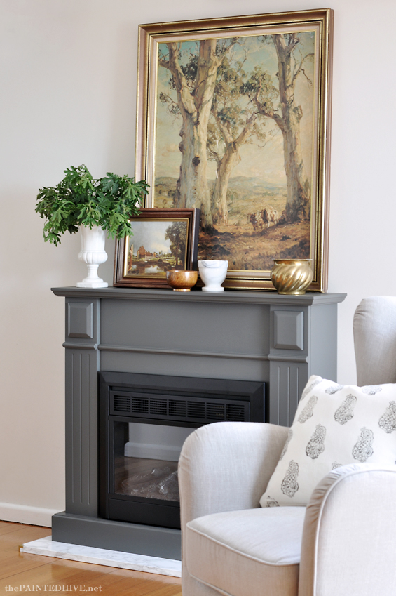 DIY Marble Hearth and Fireplace Makeover | The Painted Hive