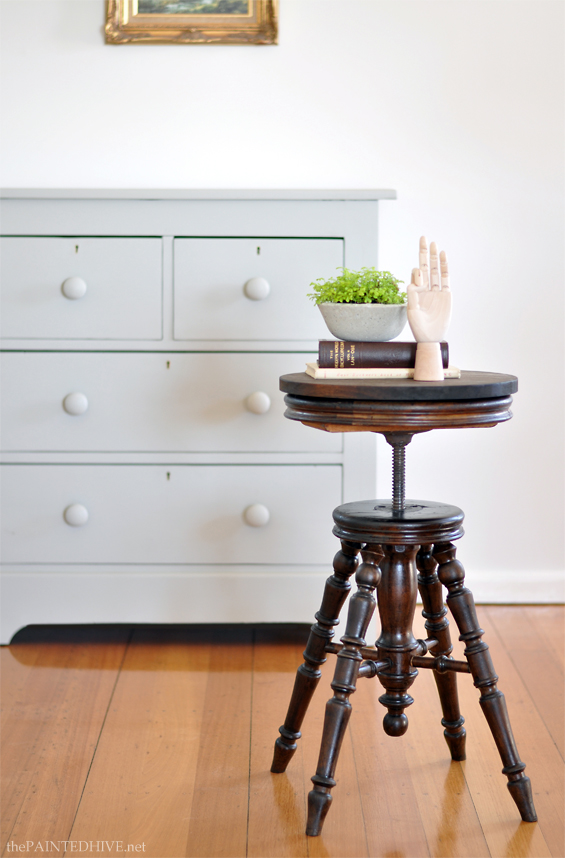 Antique Swivel Stool with Bread Board Top | The Painted Hive