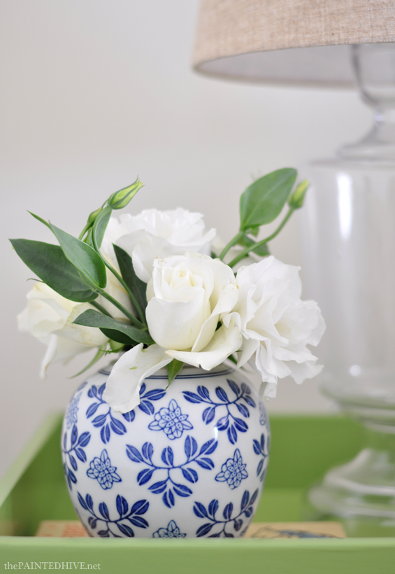White Flowers in Blue Ginger Jar | The Painted Hive