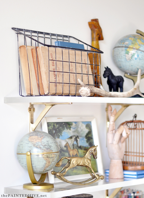 Acrylic Shelves with Vintage Vignette | The Painted Hive