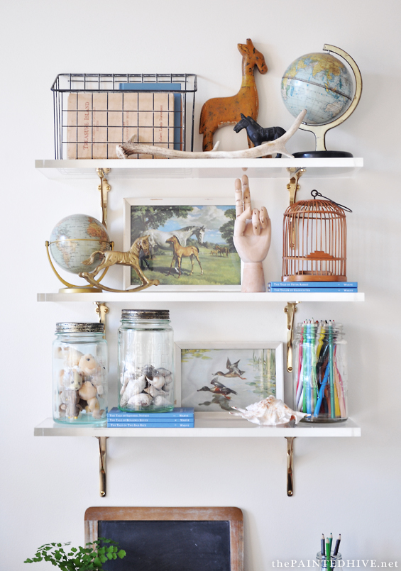 Acrylic & Brass Wall Shelves