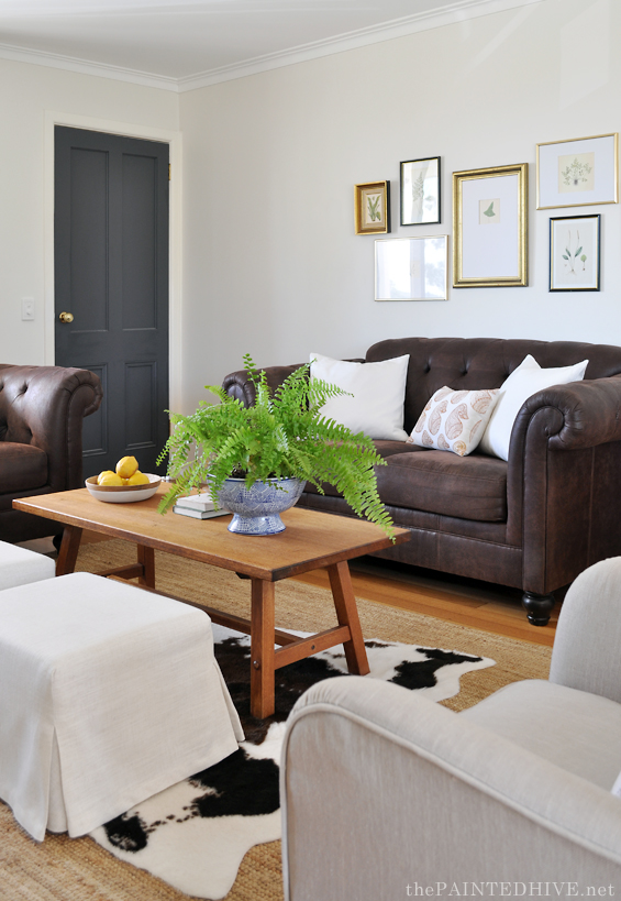 Living Room After featuring painted door