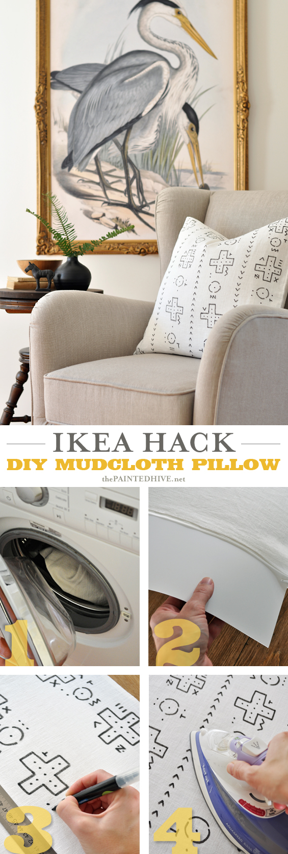 DIY Mudcloth Pillow from an Ikea Cushion Cover