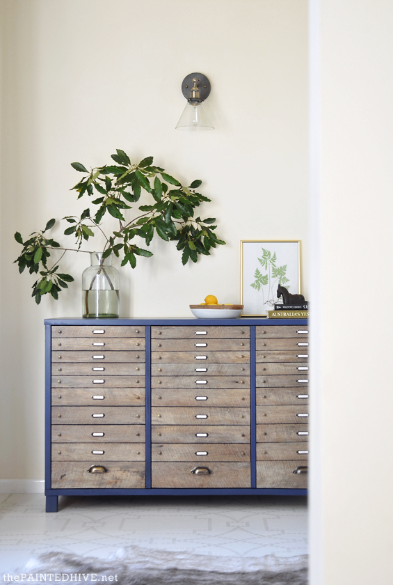 DIY Faux Multi Drawer Cabinet...using peel and stick planks!