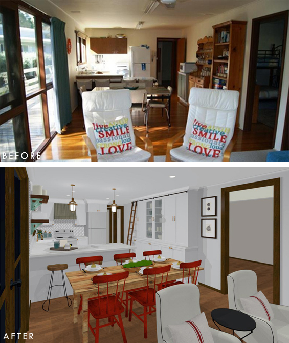 Virtual Kitchen Rendering Before and After
