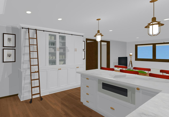 Cottage Kitchen Cabinetry 3D Rendering