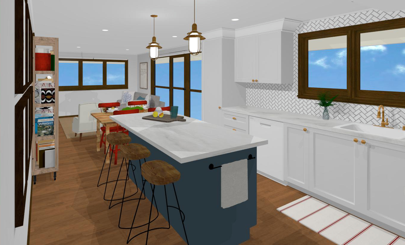 Cottage Kitchen 3D Rendering