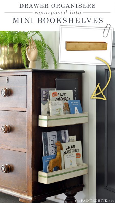 DIY Book Holders Repurposed from Drawer Organisers | The Painted Hive