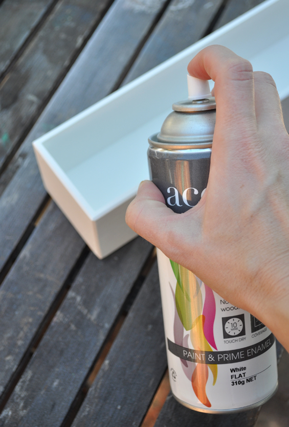 Spray Painting the Bookshelves