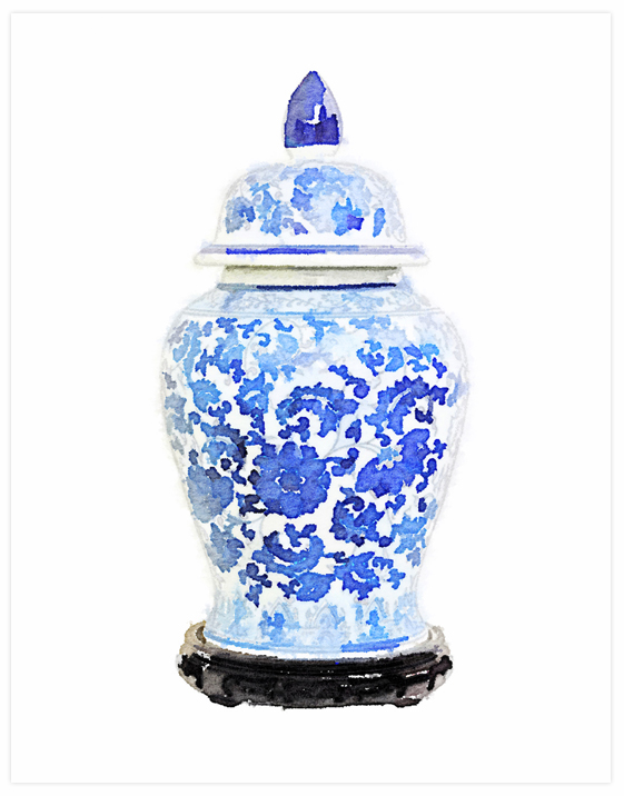 Free Printable Blue & White Ginger Jar