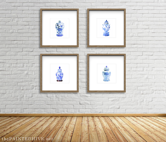 Free Printable Blue & White Ceramic Painting Wall Art