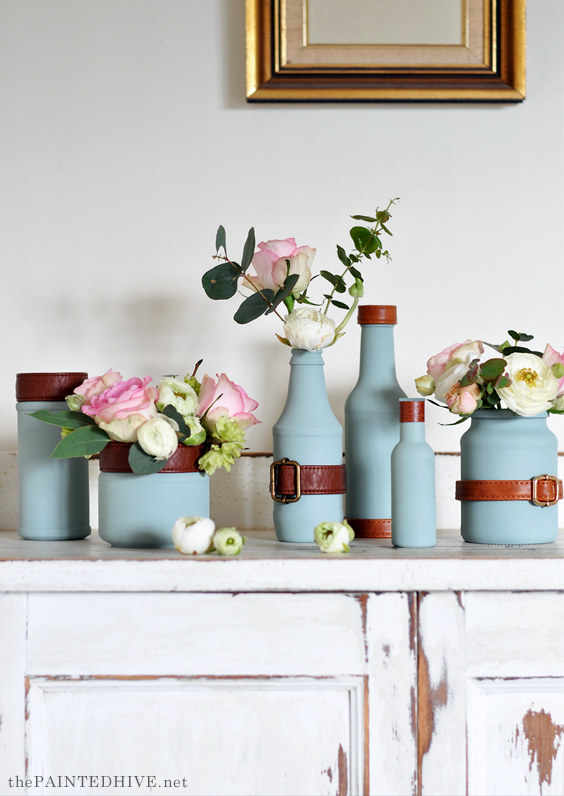 DIY Upcycled Jars using Paint and Handbag Straps