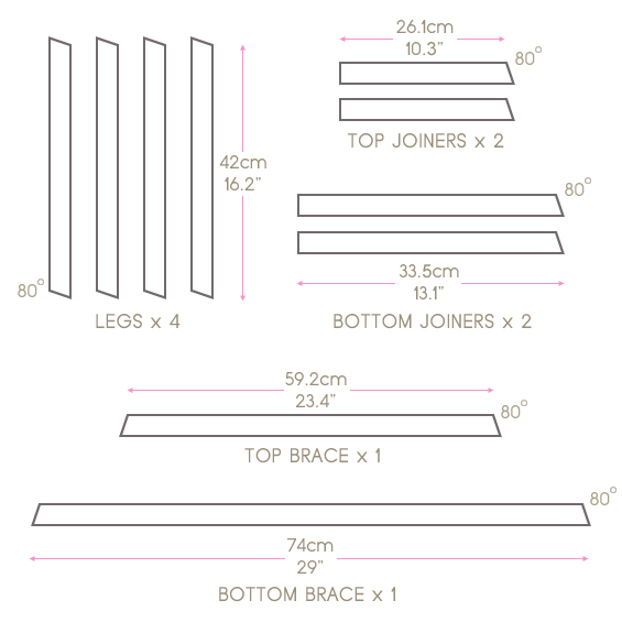 Cross Table Cut Pieces