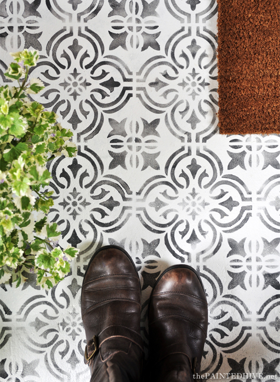 DIY Stenciled Porch Floor