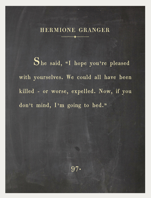 Hermione Granger Book Page Quote Sign