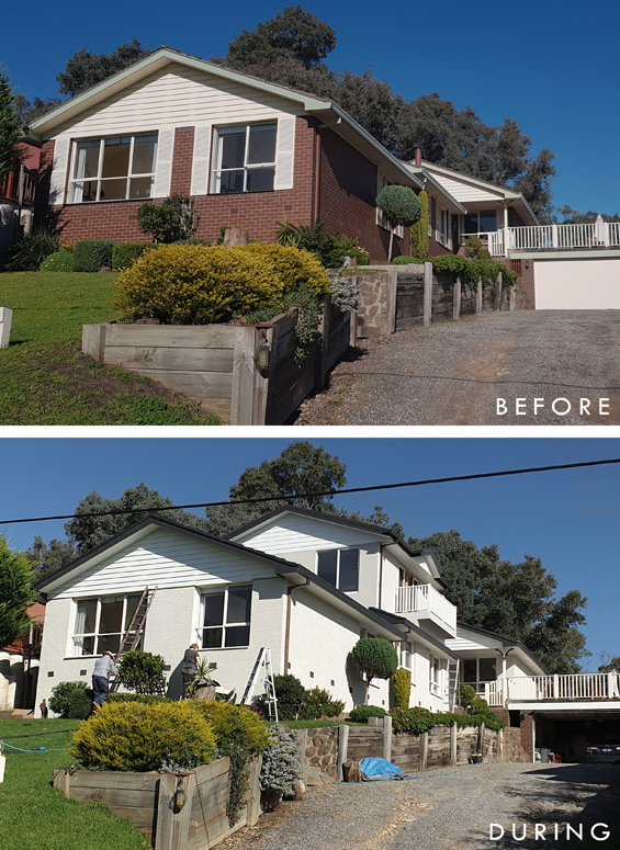 Painted Brick Before and After