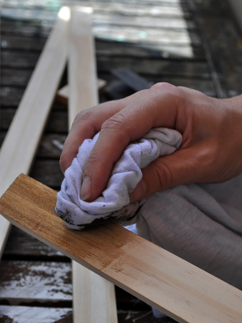 Staining the DIY Frame